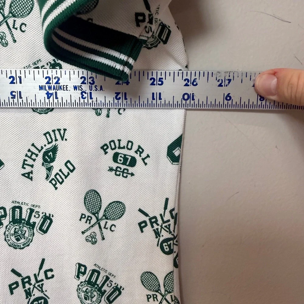 Polo Ralph Lauren‎ Polo Shirt Mens XLT White Green NEW Tennis Graphic Print Tall